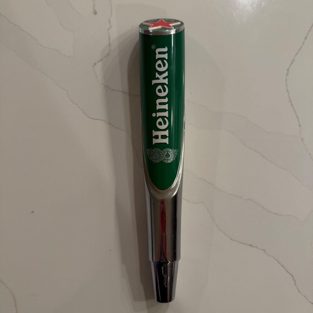 Heineken Beer Tap Handle Chrome and Green Red Star Brewed in Holland Bar Decor